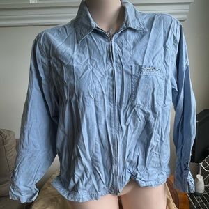 Cherokee Denim Zip up Shirt long sleeve~Floral print~XL